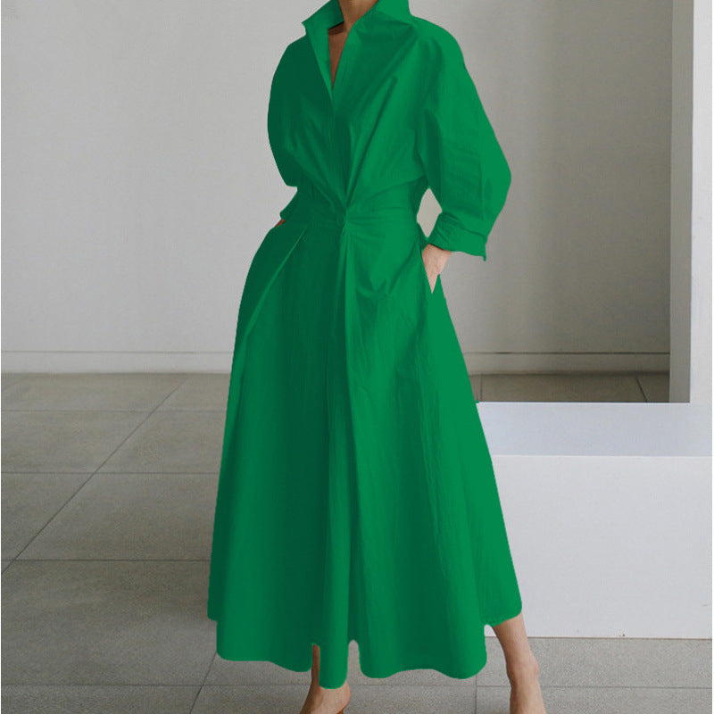 Wrap Front Collared Maxi Dress