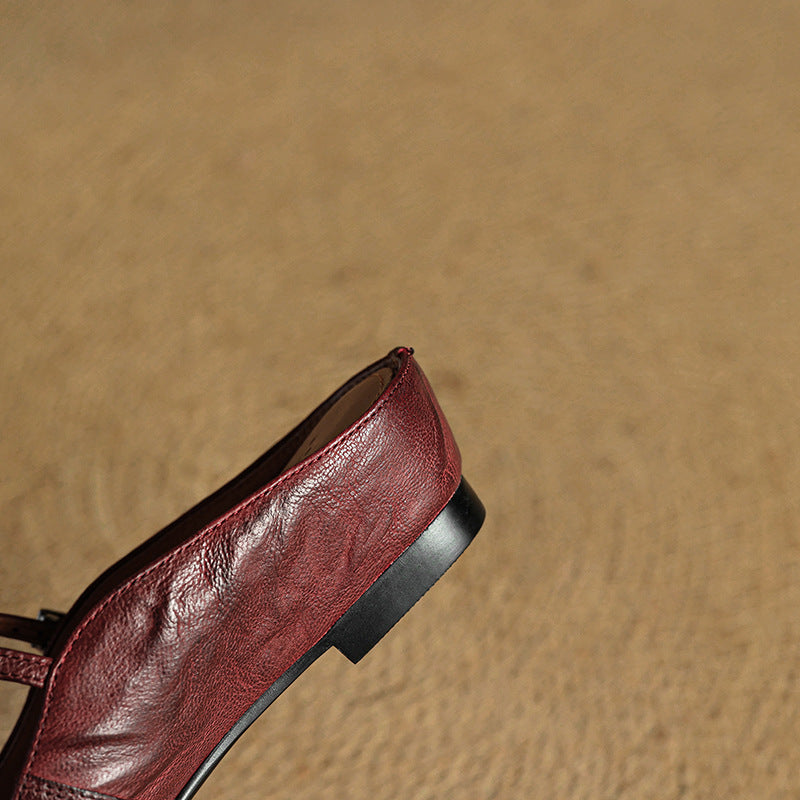 Women’s leather mary jane mules — pointed toe slip on office footwear