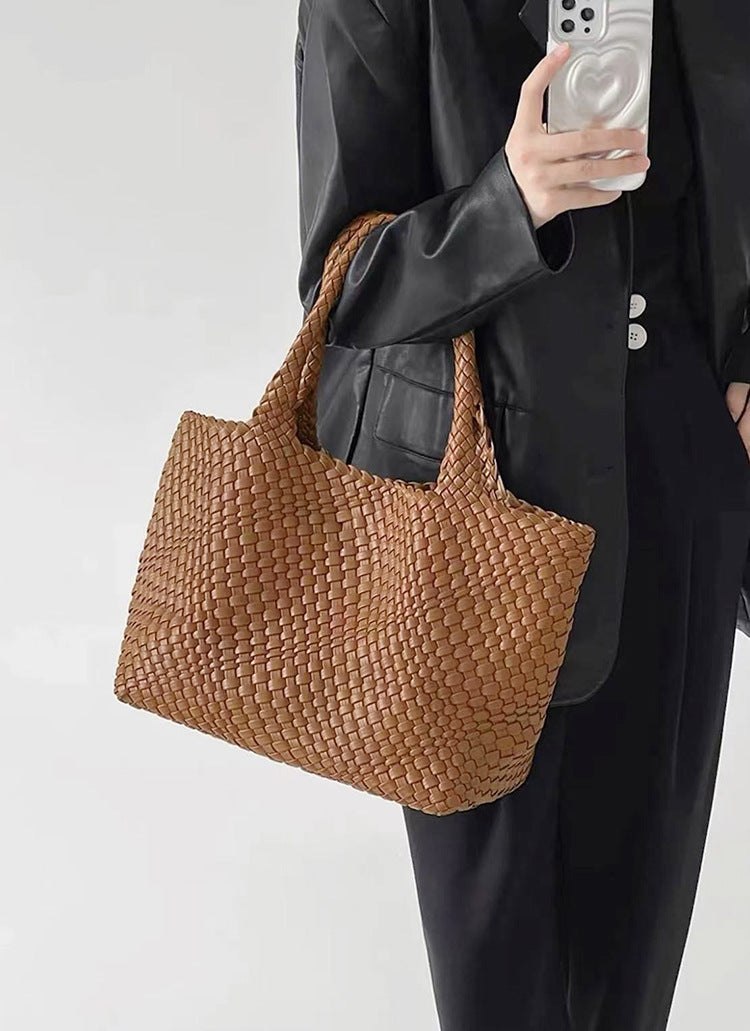 Large woven women's tote bag shoulder