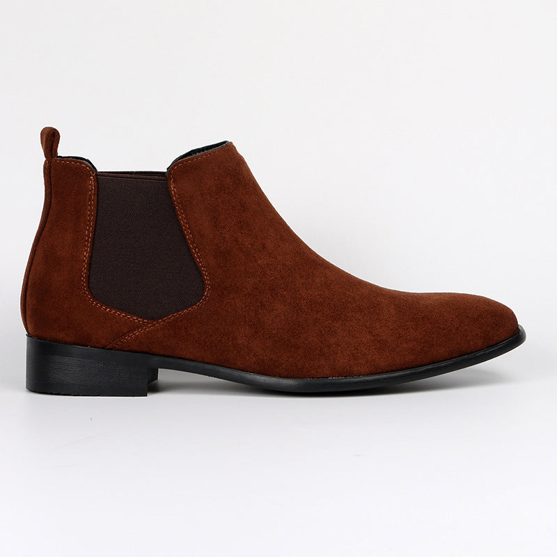 Women's Chelsea Boots Faux Suede Block Heel Elastic Panel Slip On Office Casual