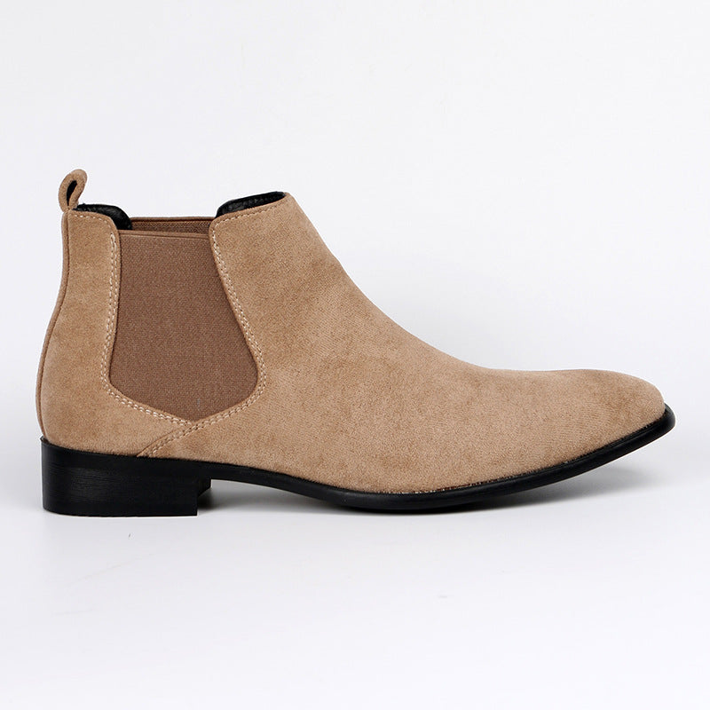 Women's Chelsea Boots Faux Suede Block Heel Elastic Panel Slip On Office Casual