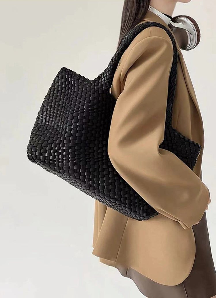 Large woven women's tote bag shoulder