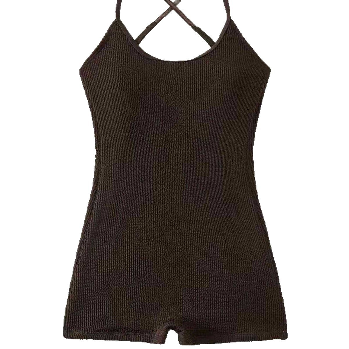 Women's athletic one-piece monokini - ribbed tank swimsuit - beach sport