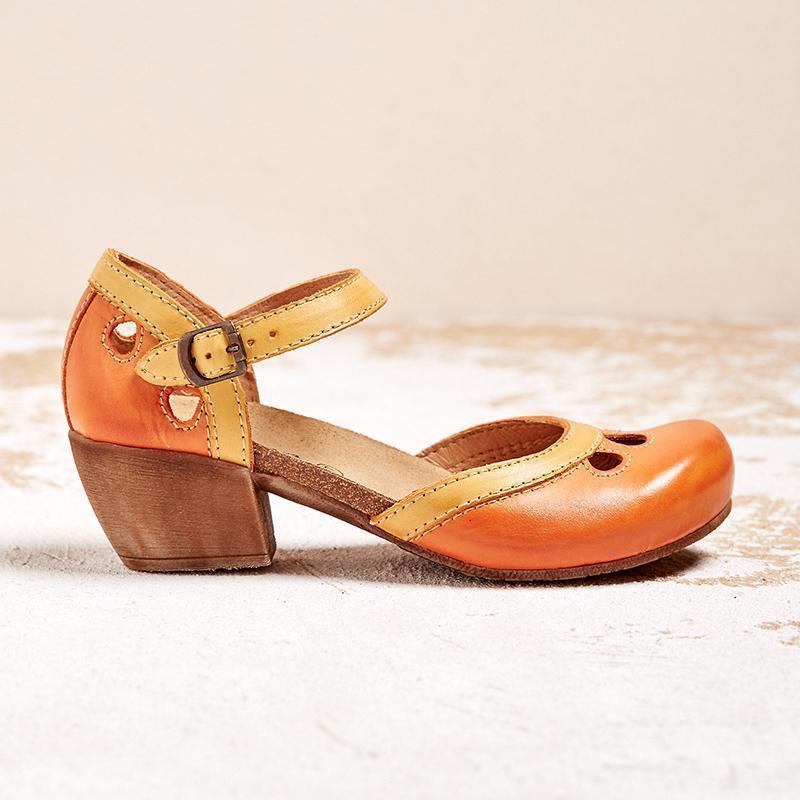 Open toe sandals — medium block heel with ankle strap — vacation