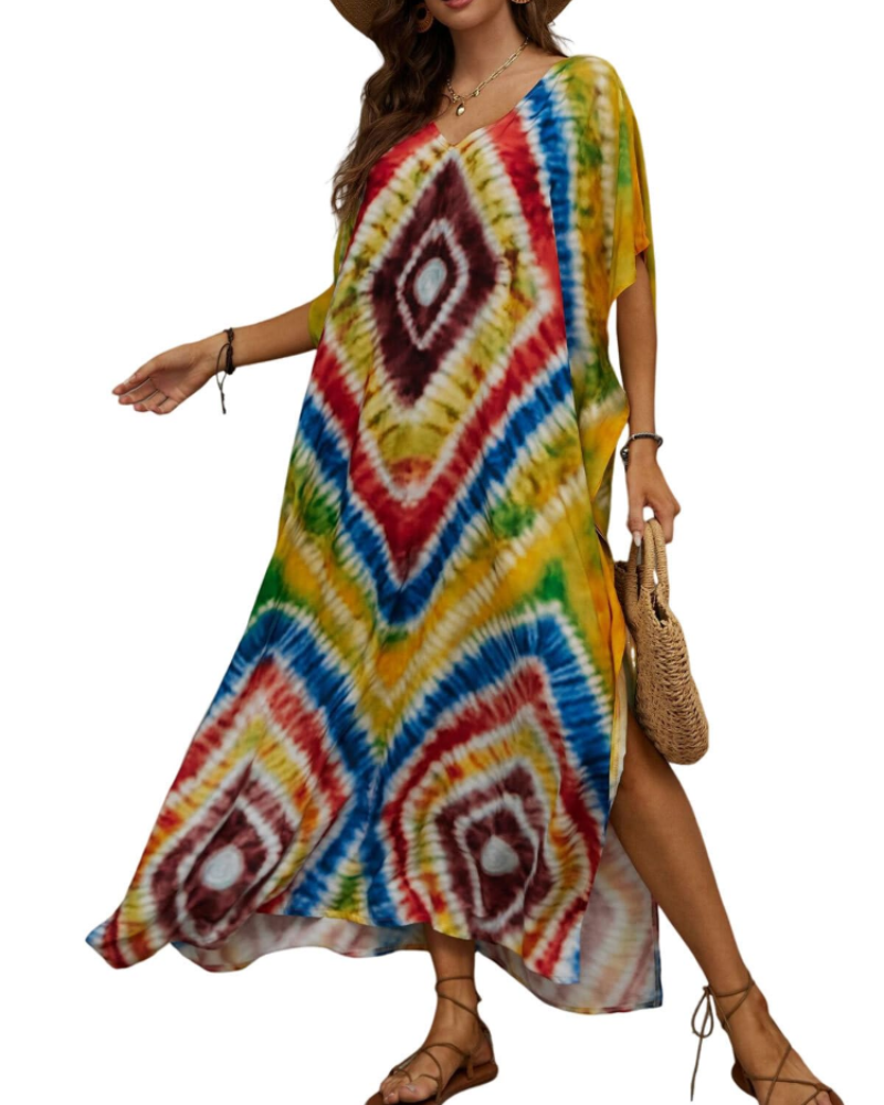 Women's plus-size kimono kaftan — loose fit — beach vacation