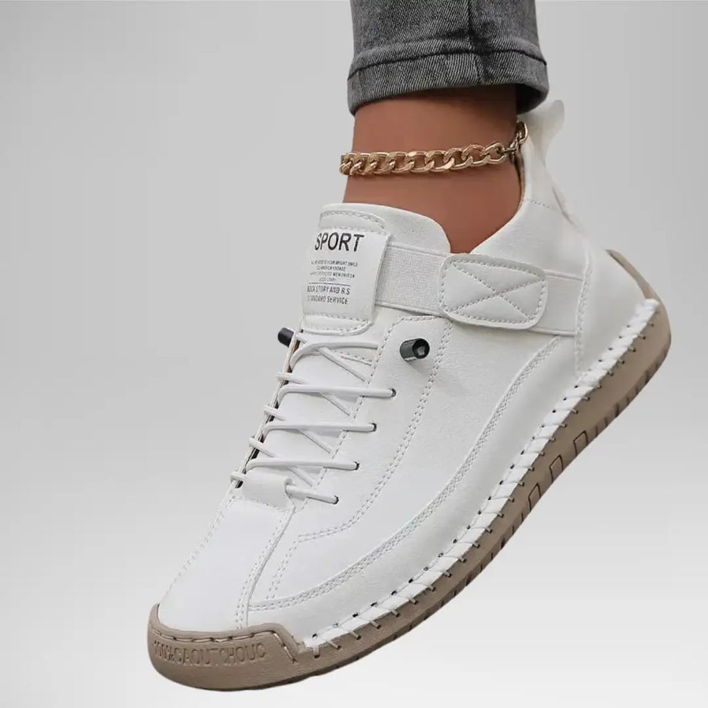 Women’s lightweight walking sneakers — leather slip-on daily trainers