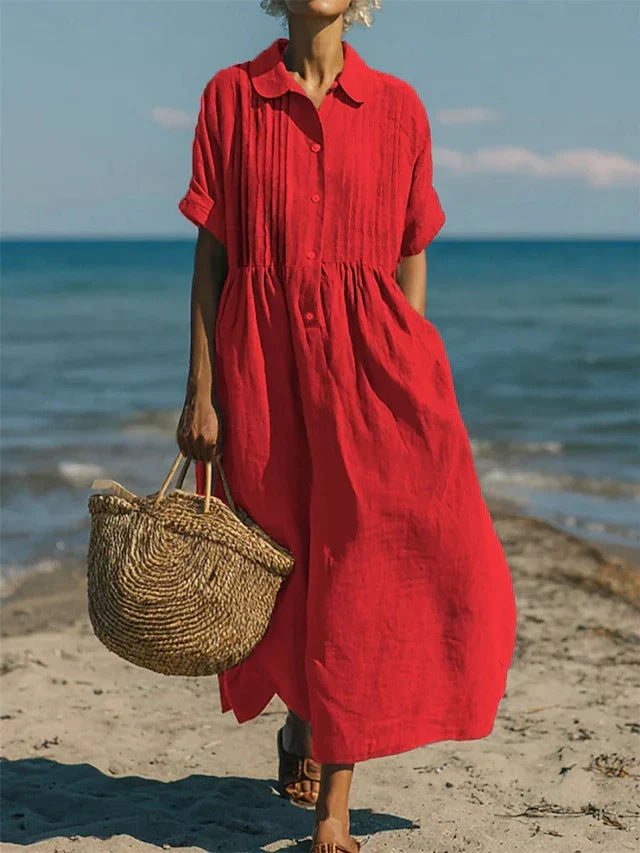 Midi Shirt Dress Button Down