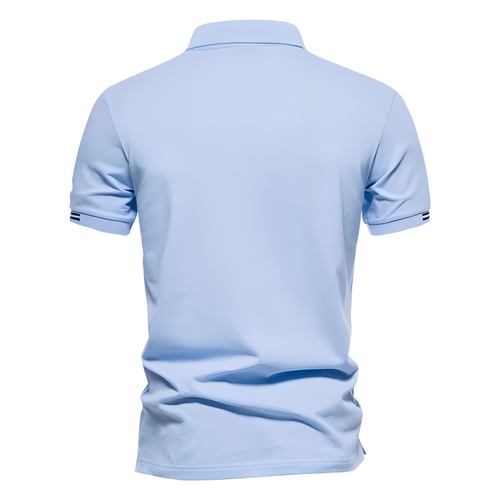 Sporty men's polo — slim fit striped collar — business casual