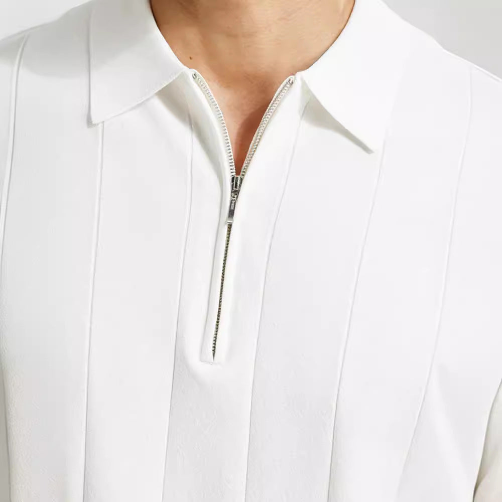 Short-sleeved polo for men — athletic fit with zipper — everyday daily wear