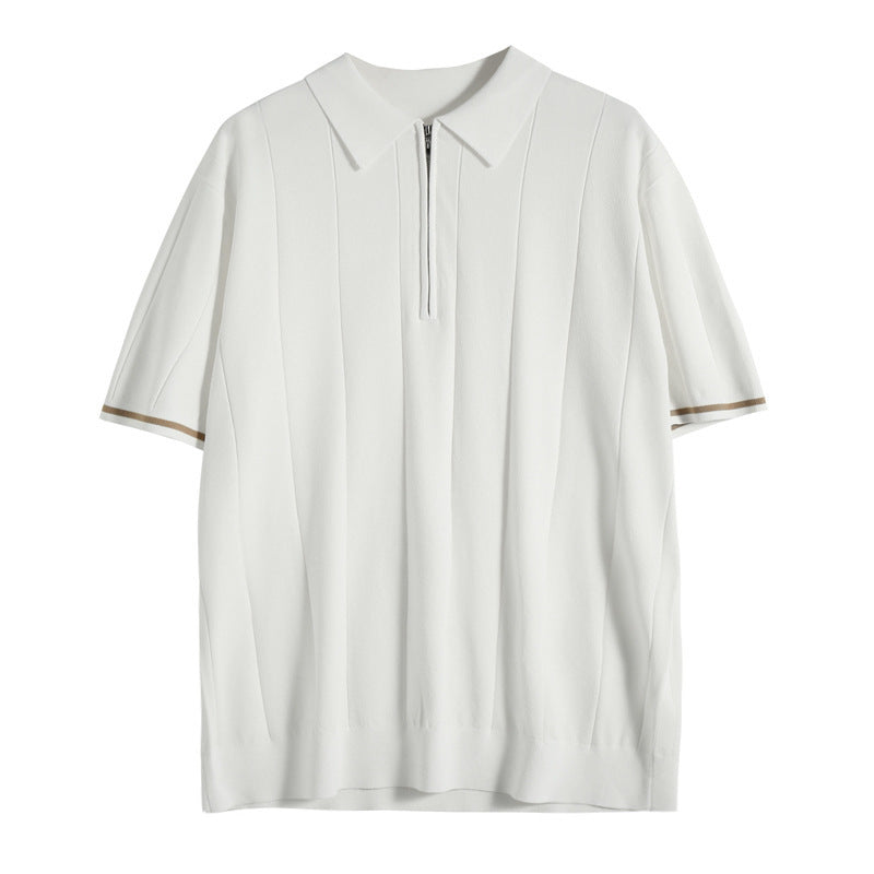 Short-sleeved polo for men — athletic fit with zipper — everyday daily wear
