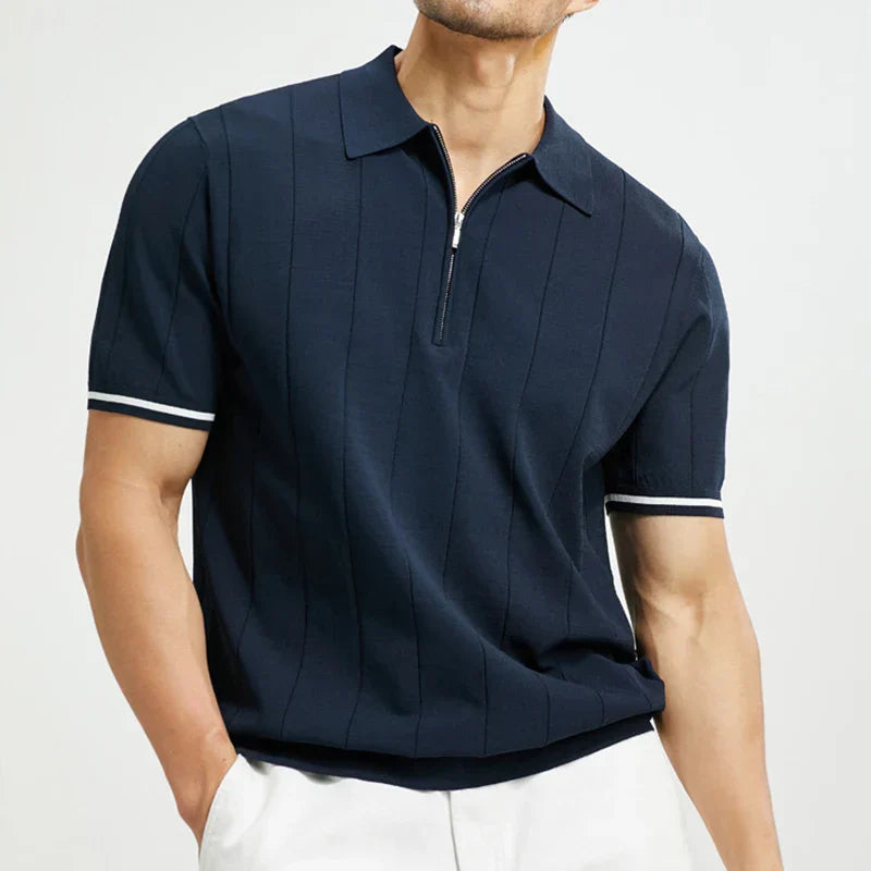 Short-sleeved polo for men — athletic fit with zipper — everyday daily wear