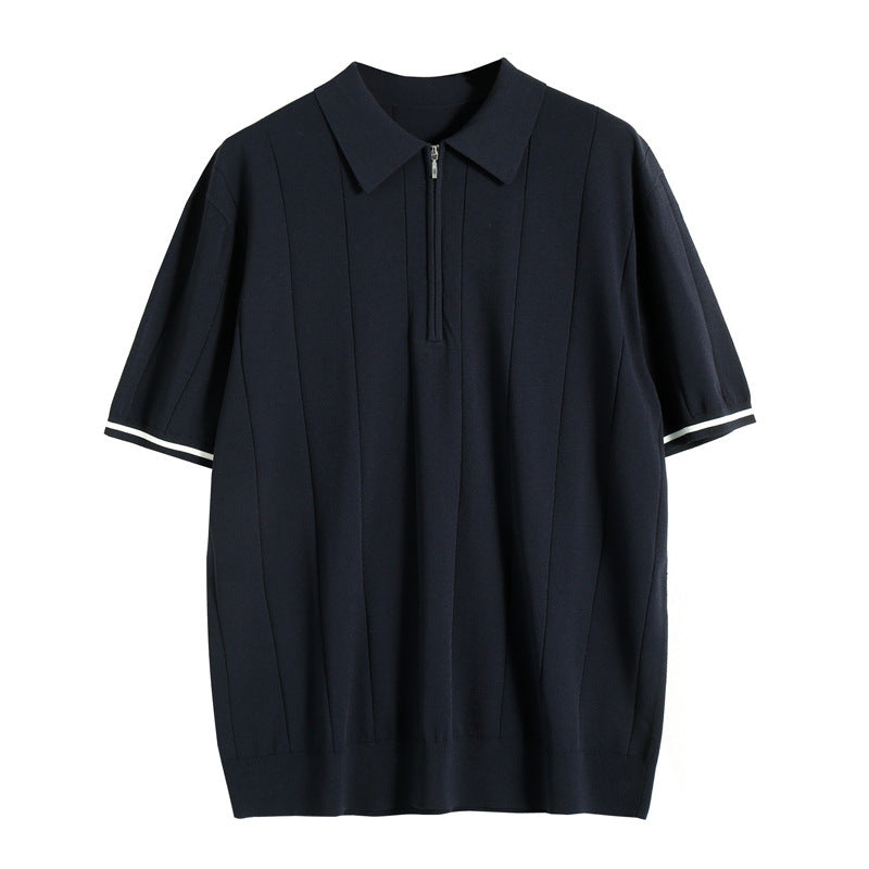 Short-sleeved polo for men — athletic fit with zipper — everyday daily wear