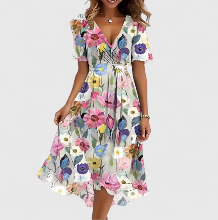 Short floral midi | flutter sleeve dress for daily wear