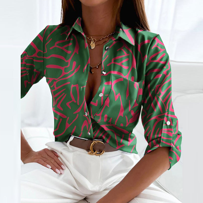 Printed Long Sleeve Button Down Shirt