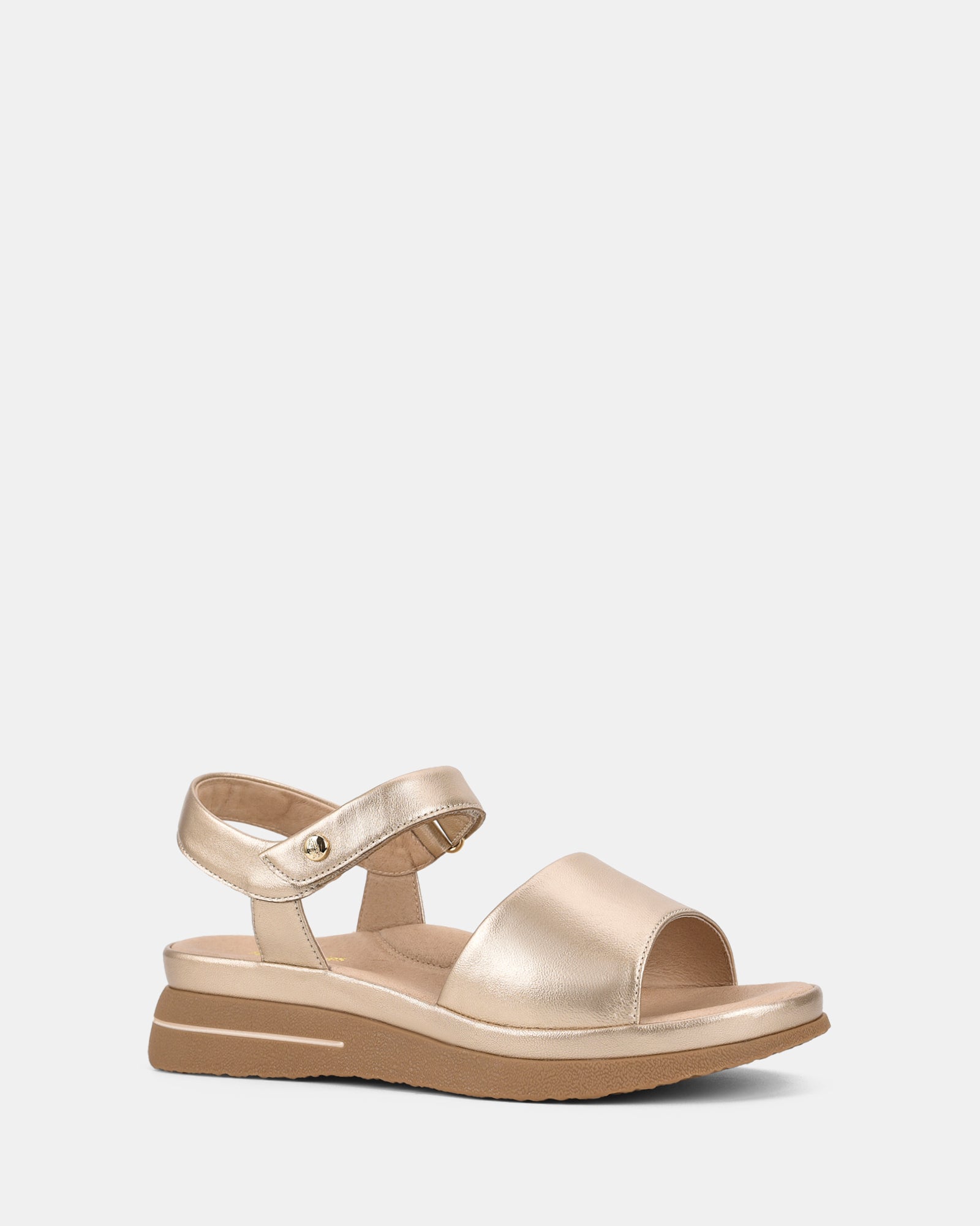 Women's Metallic Finish Ankle Strap Sandals with Wide Front Band