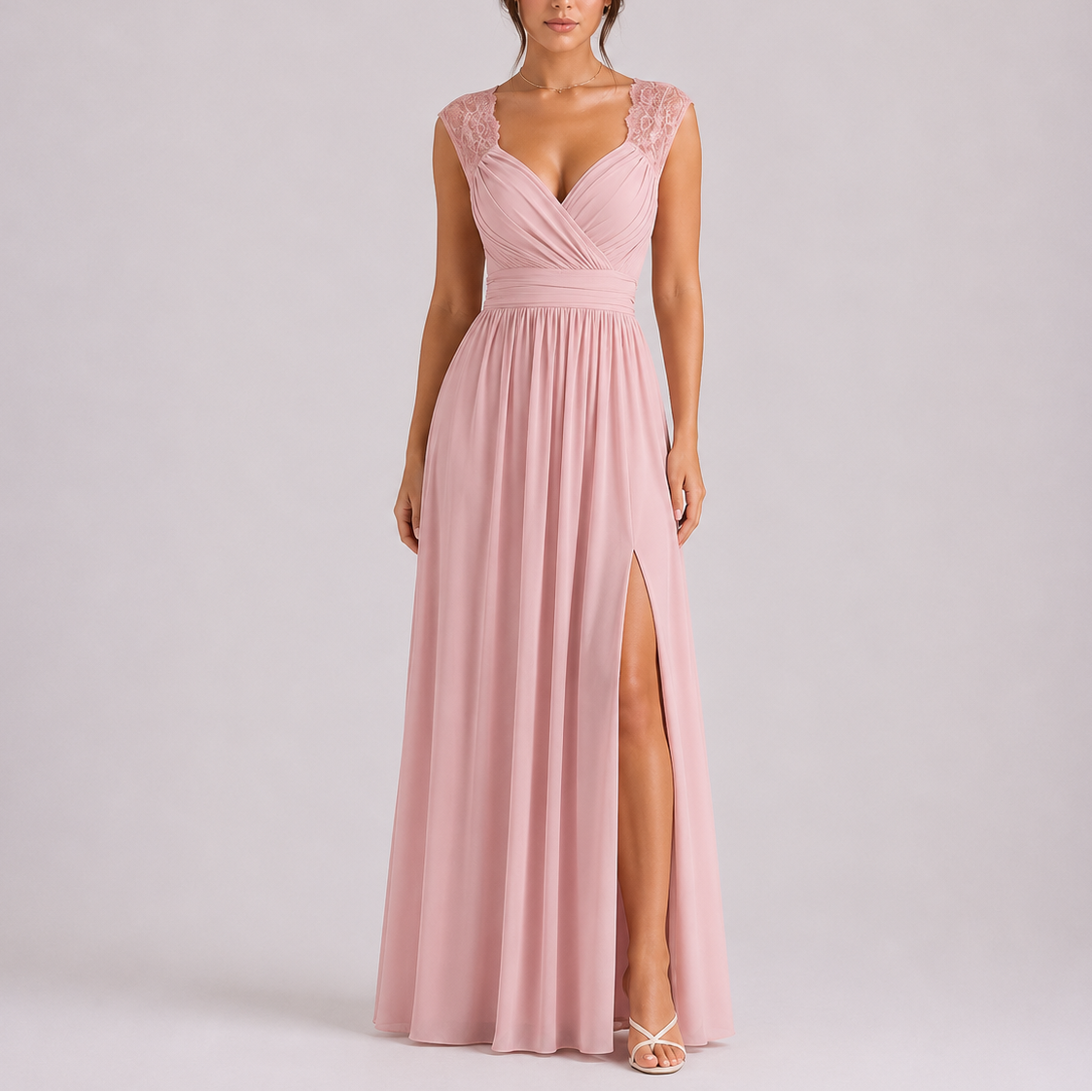 Maxi Lace Shoulder Wrap Dress