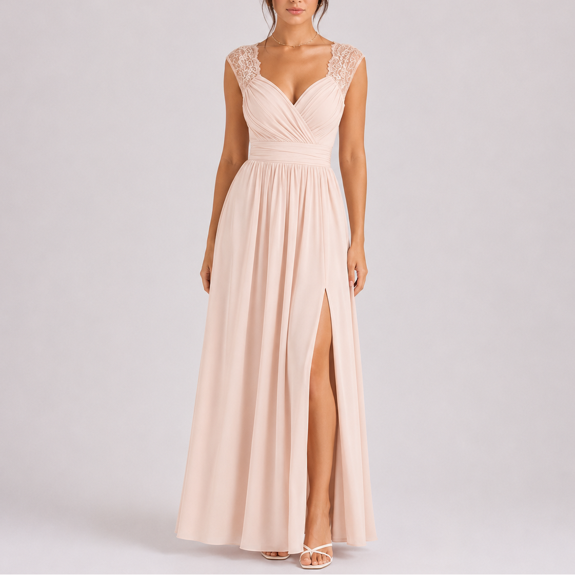 Maxi Lace Shoulder Wrap Dress