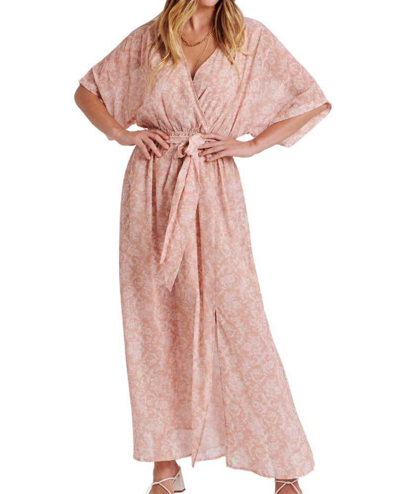 Women's floral kimono maxi dress — boho style — beach vacation