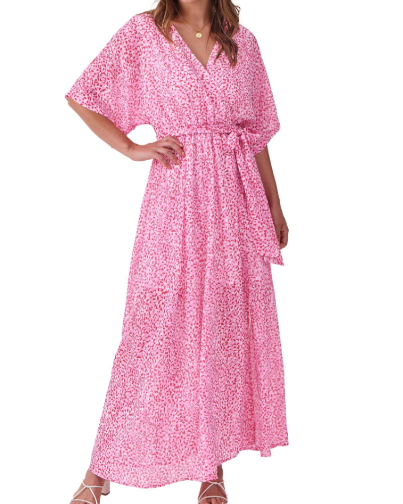 Women's floral kimono maxi dress — boho style — beach vacation