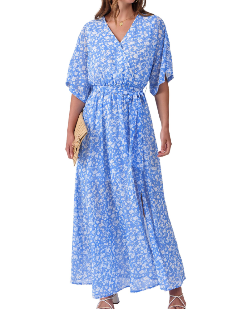 Women's floral kimono maxi dress — boho style — beach vacation