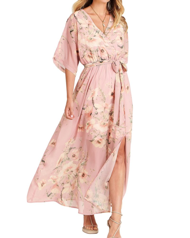 Women's floral kimono maxi dress — boho style — beach vacation