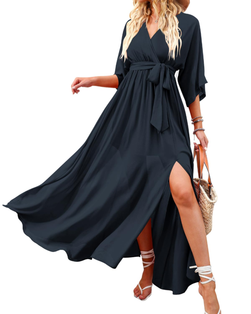 Women's floral kimono maxi dress — boho style — beach vacation