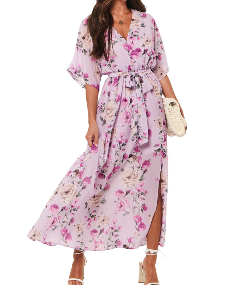 Women's floral kimono maxi dress — boho style — beach vacation