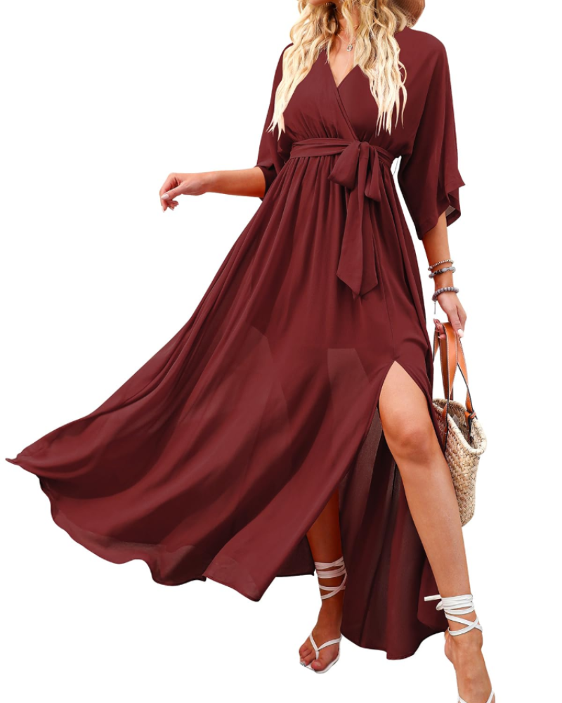 Women's floral kimono maxi dress — boho style — beach vacation