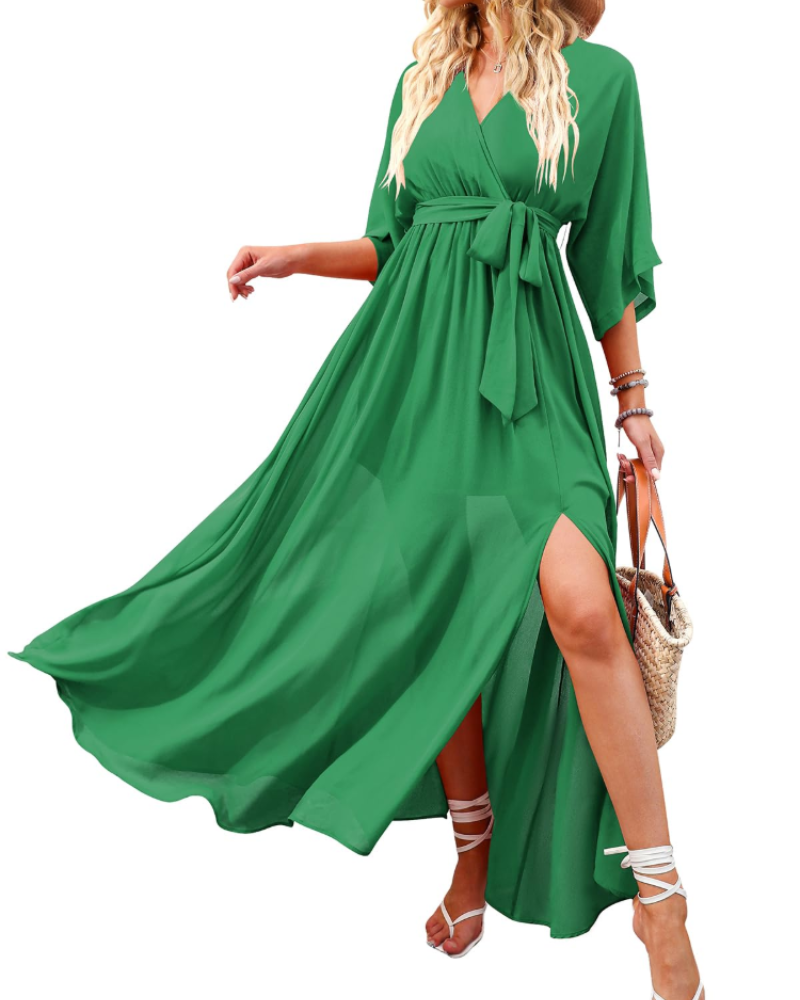 Women's floral kimono maxi dress — boho style — beach vacation