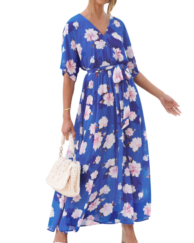 Women's floral kimono maxi dress — boho style — beach vacation
