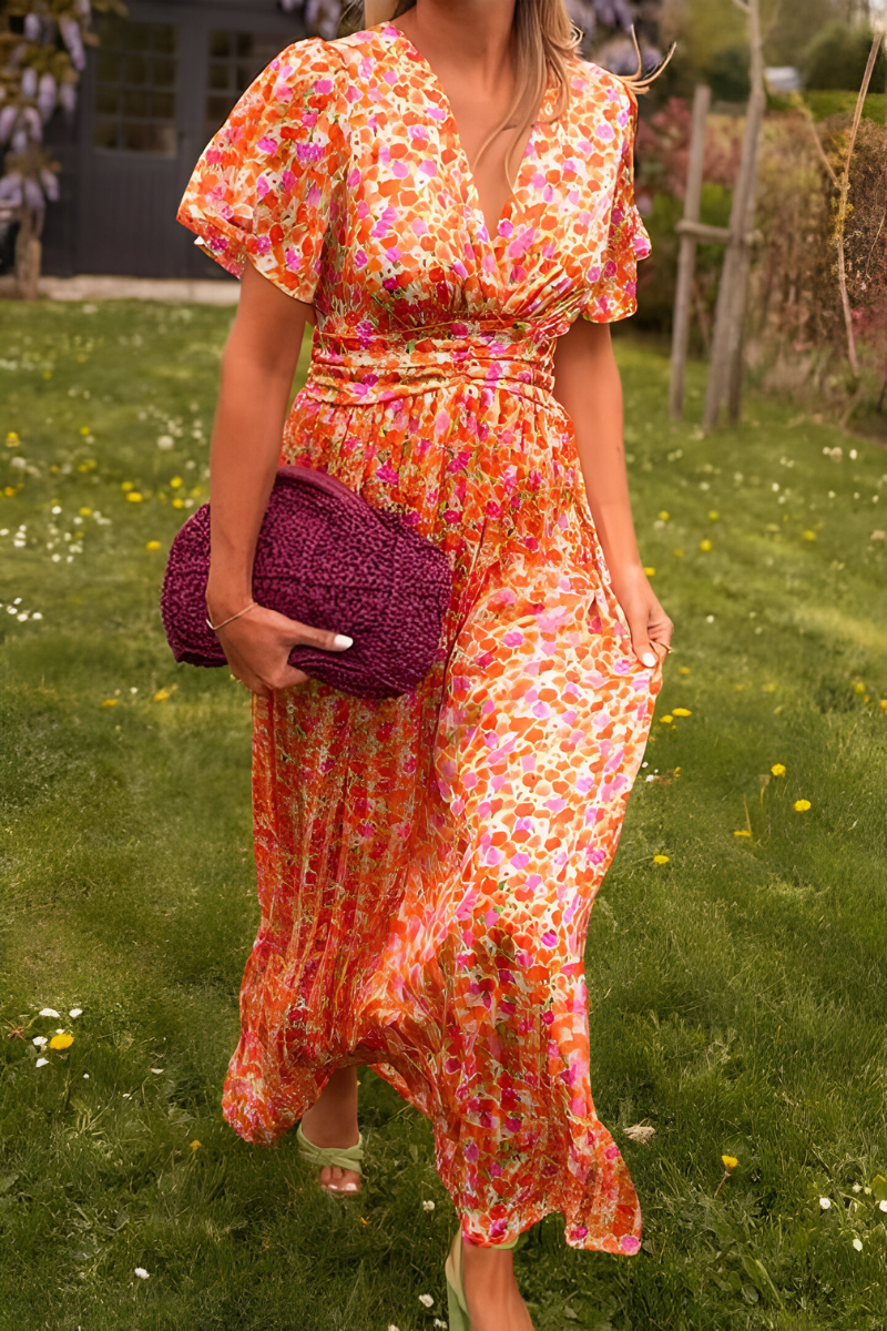 V-Neck Floral Maxi Dress