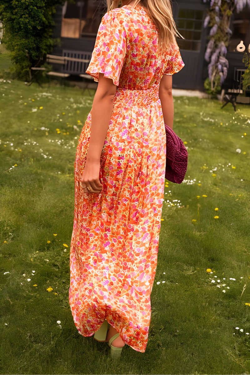 V-Neck Floral Maxi Dress