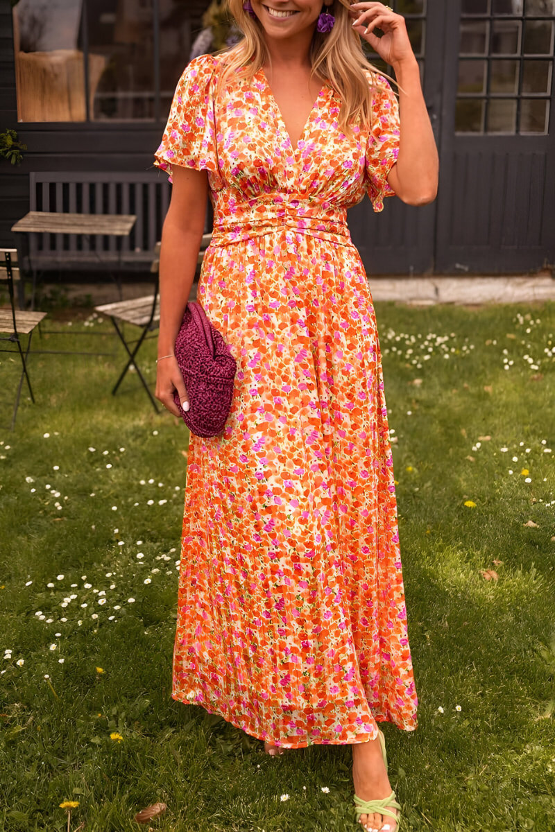 V-Neck Floral Maxi Dress