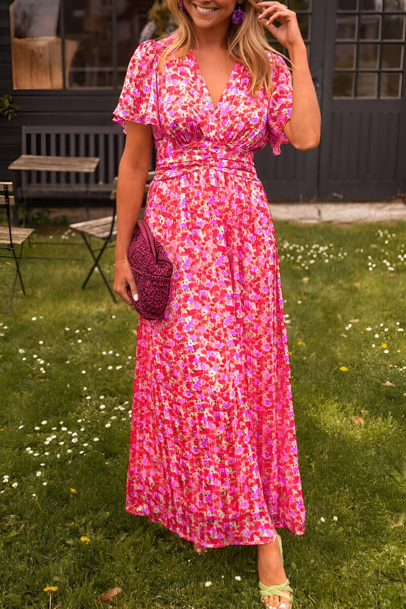 V-Neck Floral Maxi Dress
