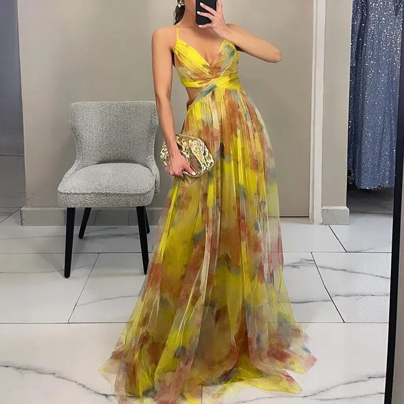 Floral maxi dress with adjustable straps — summer style for events