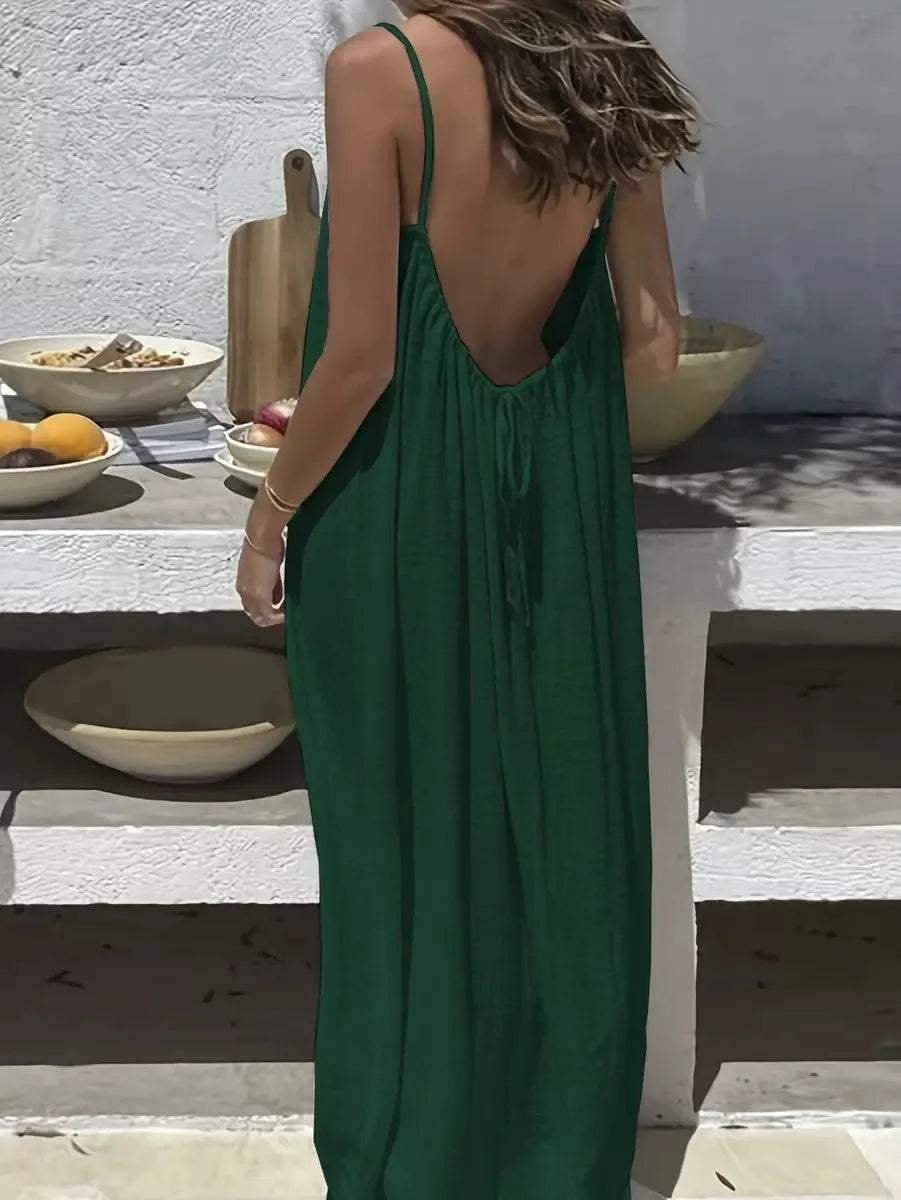 Loose-Fit Spaghetti Strap Maxi Dress