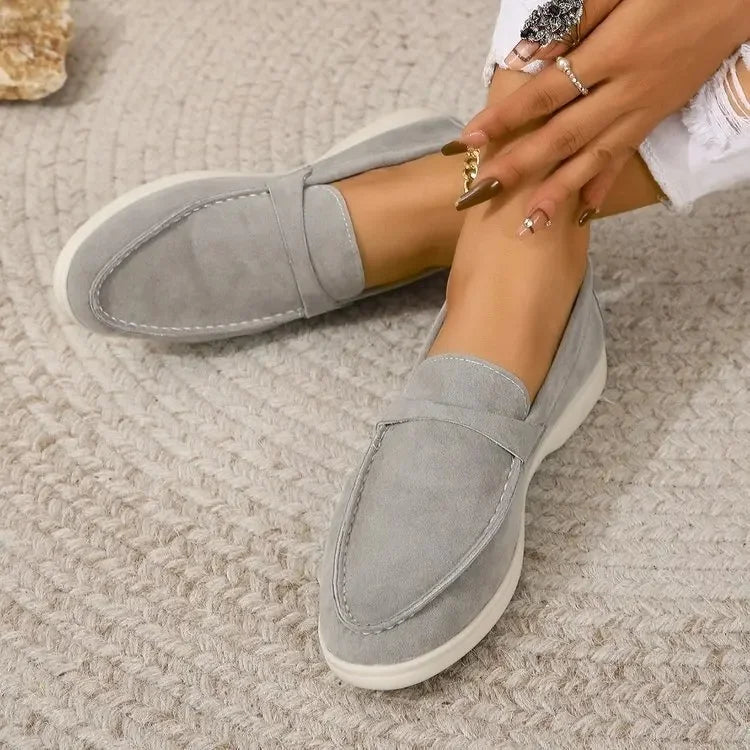 Women's Loafers Suede Slip On Cushioned Insole Rubber Sole Office Casual