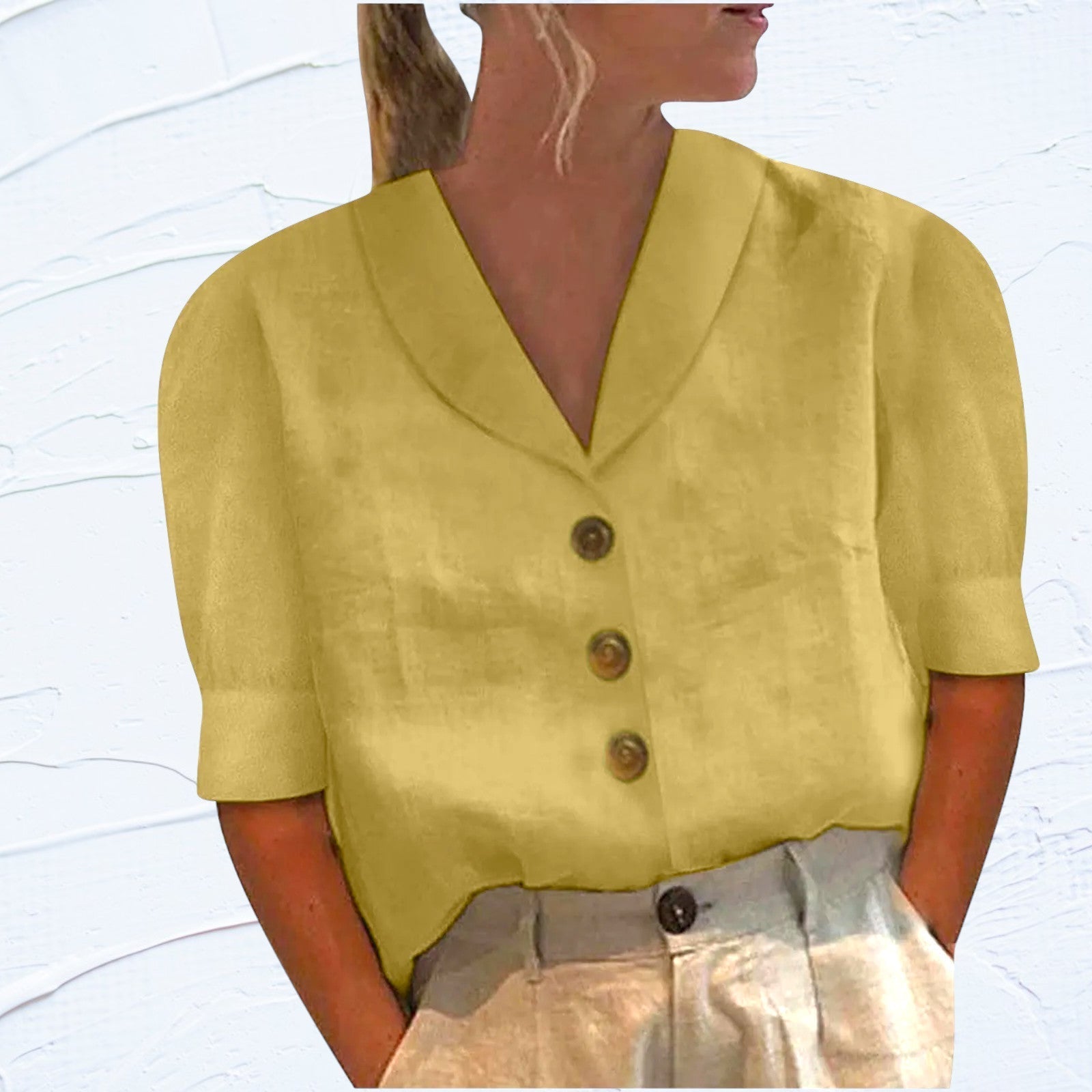 Women's Cotton And Linen Shirt