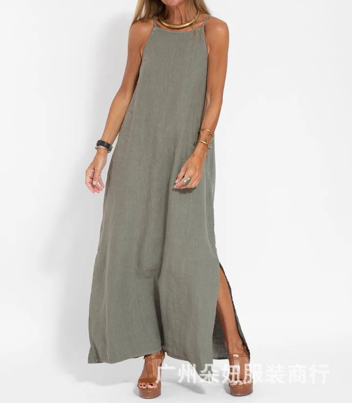 Women's Linen Sleeveless Maxi Dress