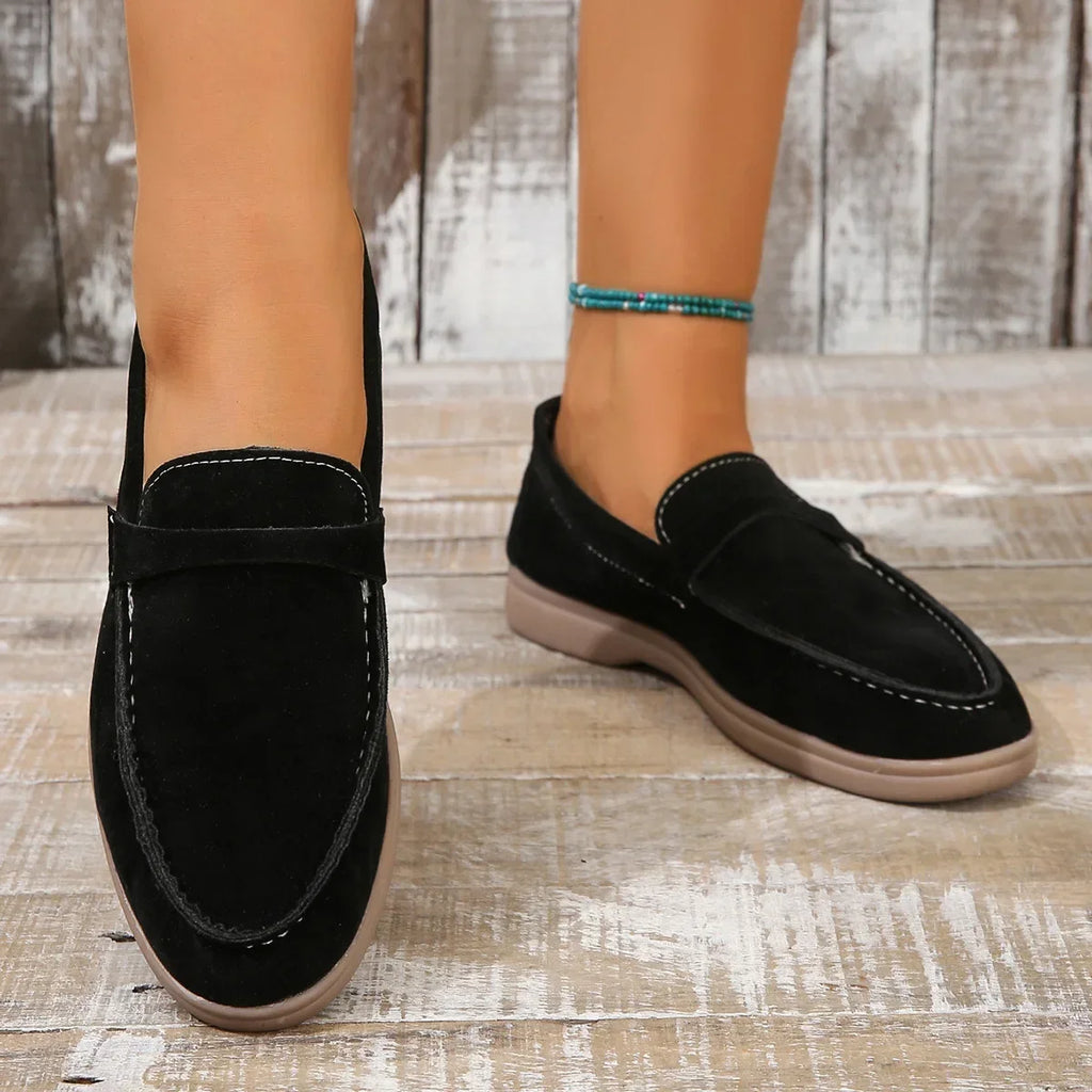 Women's Loafers Suede Slip On Cushioned Insole Rubber Sole Office Casual