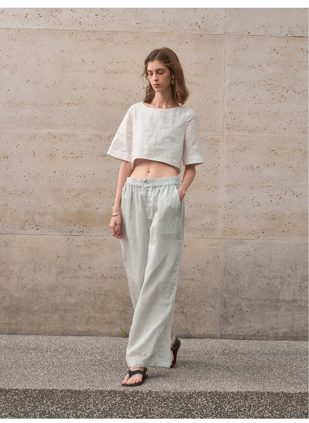 Crop top for women — 100% linen — boxy oversized fit — casual daily