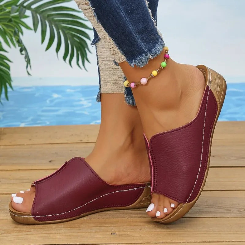 Women's Wedge Sandals Slip On Open Toe Outdoor Summer