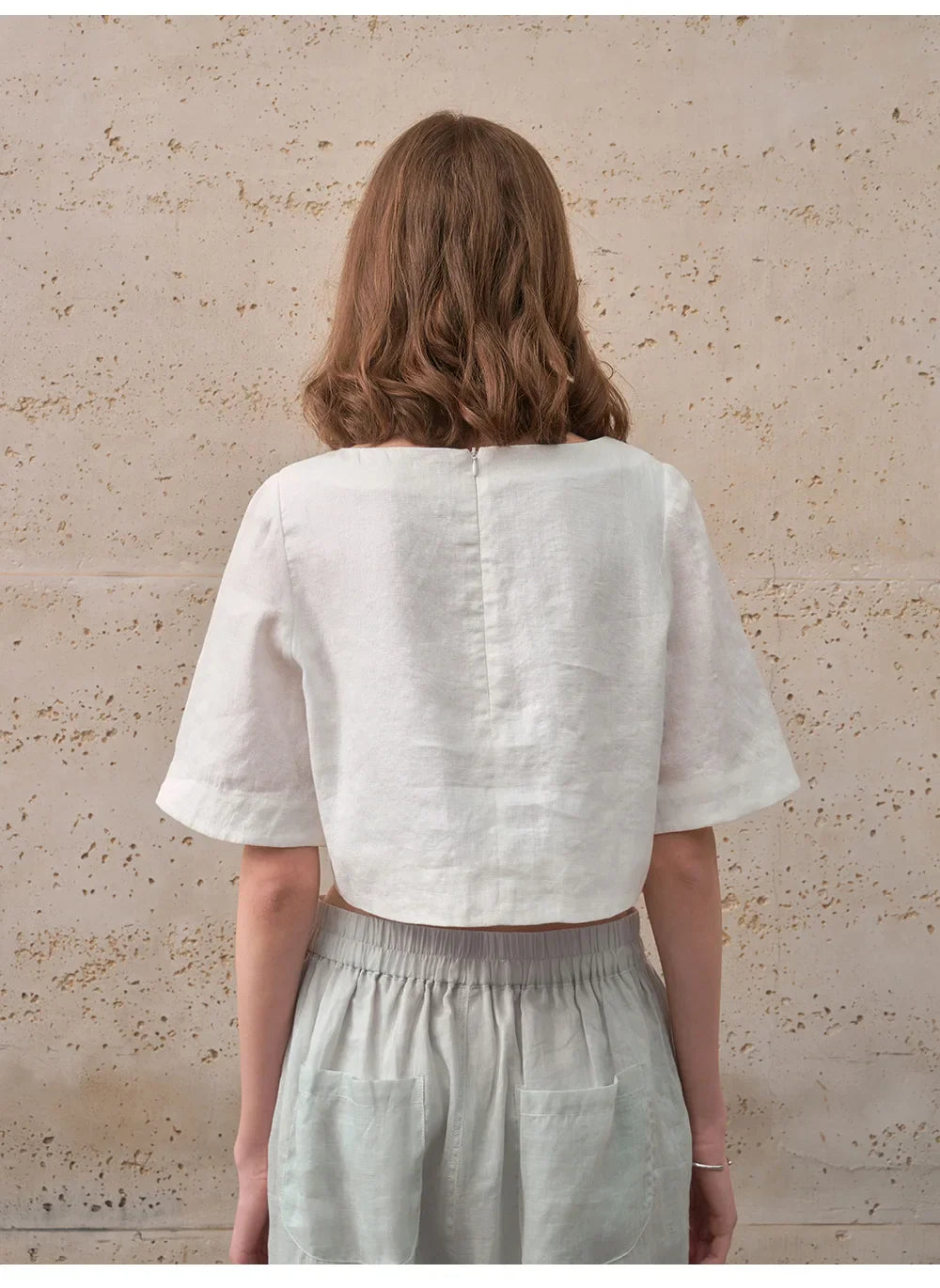 Crop top for women — 100% linen — boxy oversized fit — casual daily