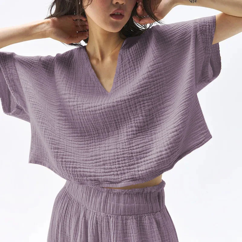 Crop top for women — 100% cotton — oversized batwing silhouette — casual