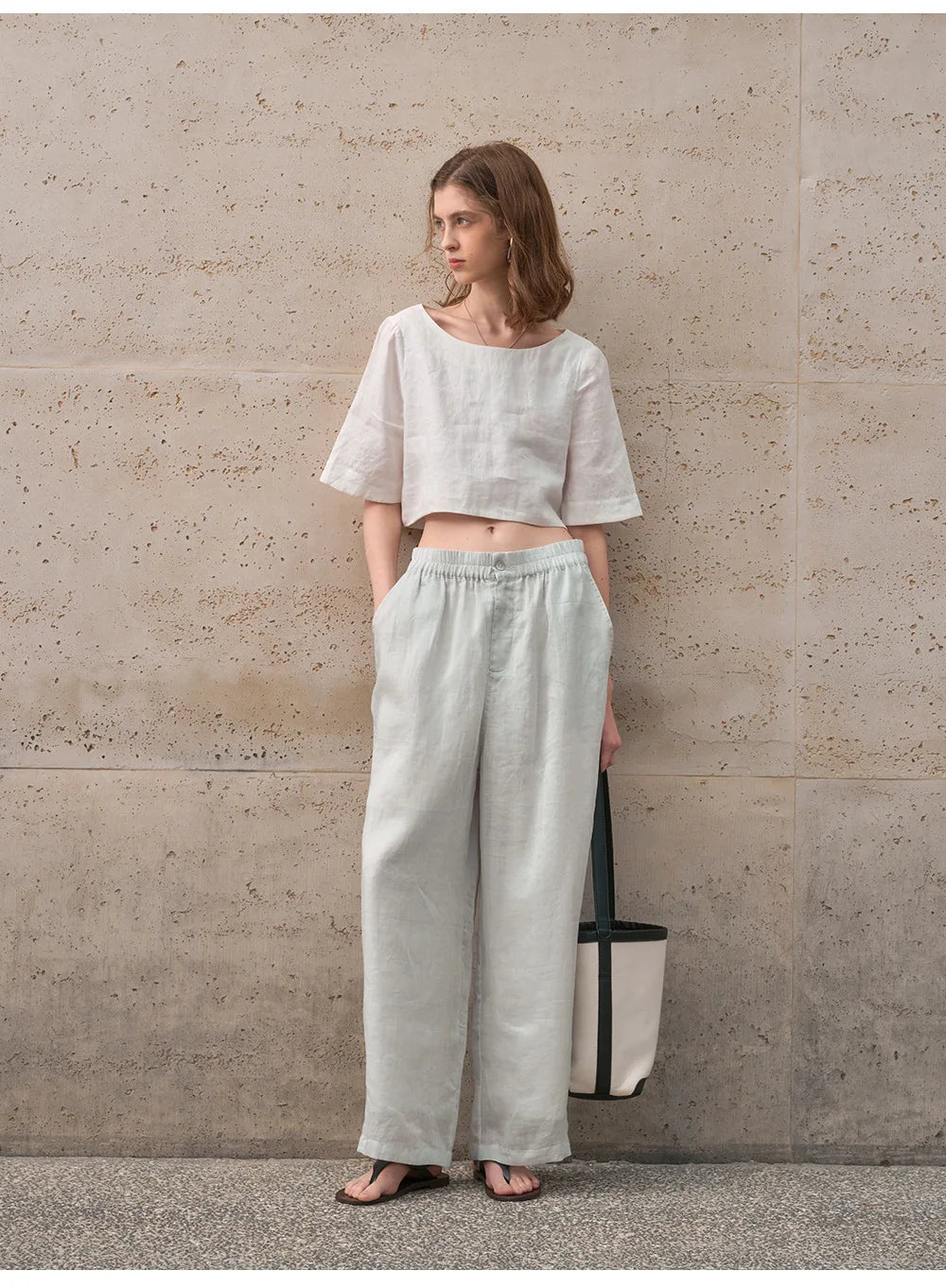 Crop top for women — 100% linen — boxy oversized fit — casual daily