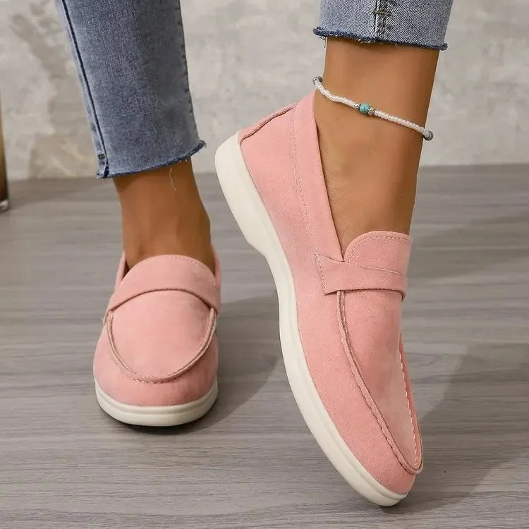 Women's Loafers Suede Slip On Cushioned Insole Rubber Sole Office Casual