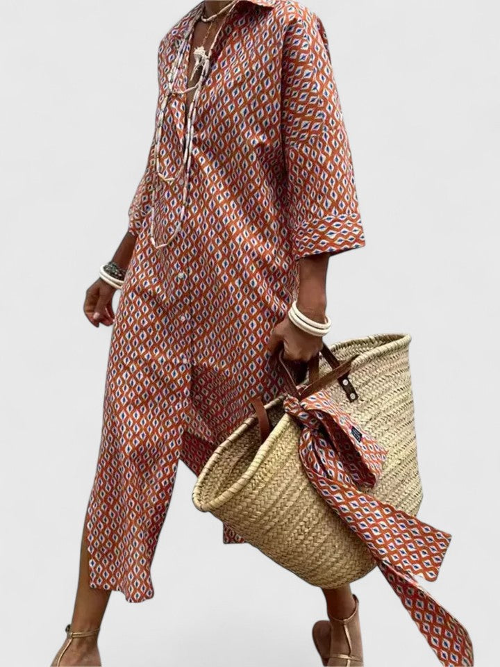 Women’s tiered dress — bell sleeves midi | cocktail garden party