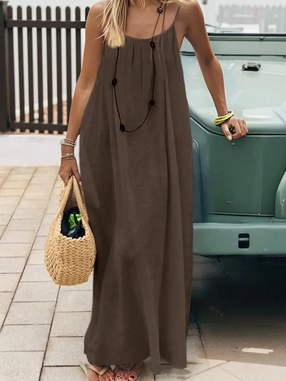 Loose-Fit Spaghetti Strap Maxi Dress