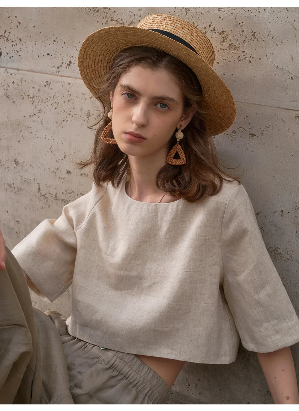 Crop top for women — 100% linen — boxy oversized fit — casual daily