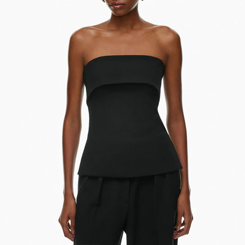 Women's strapless linen tube crop top — cotton blend — summer